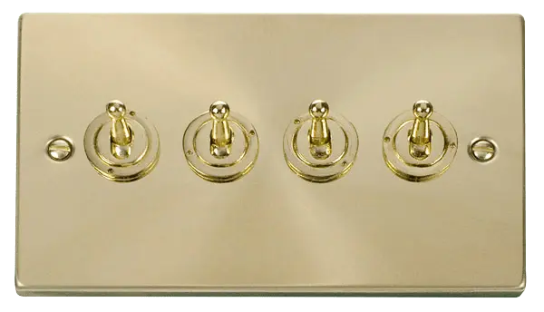 Click Scolmore Click Deco Satin Brass 4 Gang Toggle Switch - VPSB424