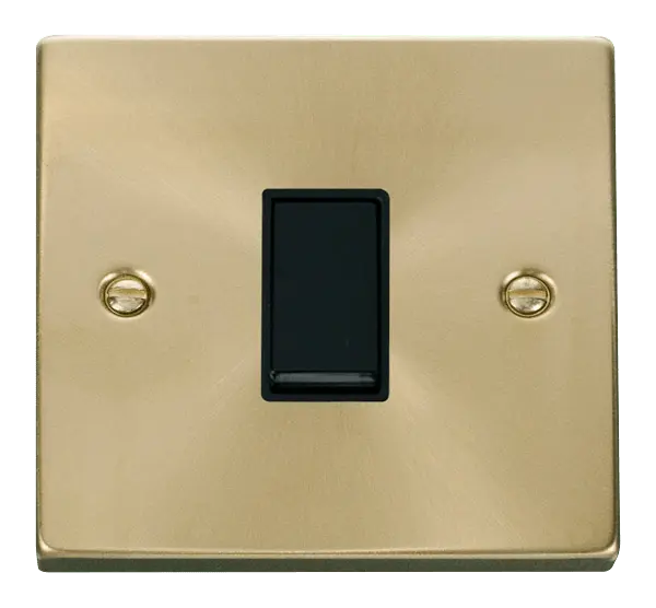 Click Scolmore Click Deco Satin Brass Intermediate Switch with Black Insert - VPSB025BK