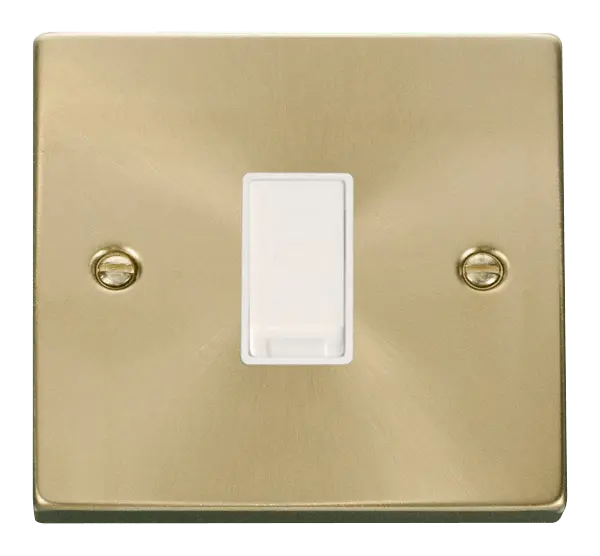 Click Scolmore Click Deco Satin Brass Intermediate Switch with White Insert - VPSB025WH
