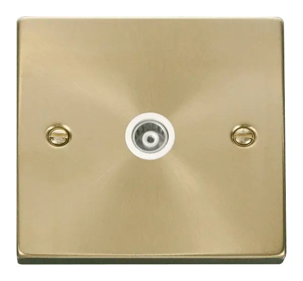 Click Scolmore Click Deco Satin Brass Isolated Coaxial Socket with White Insert - VPSB158WH