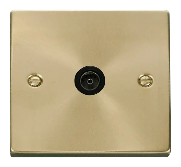 Click Scolmore Click Deco Satin Brass Non-Isolated Coaxial Socket with Black Insert - VPSB065BK