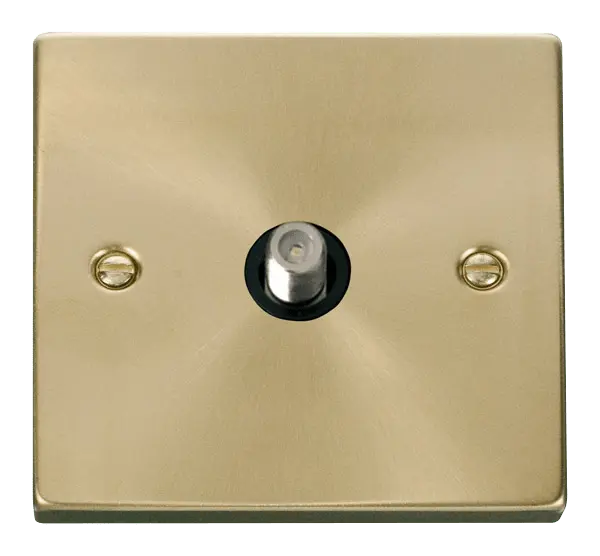 Click Scolmore Click Deco Satin Brass Non-Isolated Satellite Socket with Black Insert - VPSB156BK