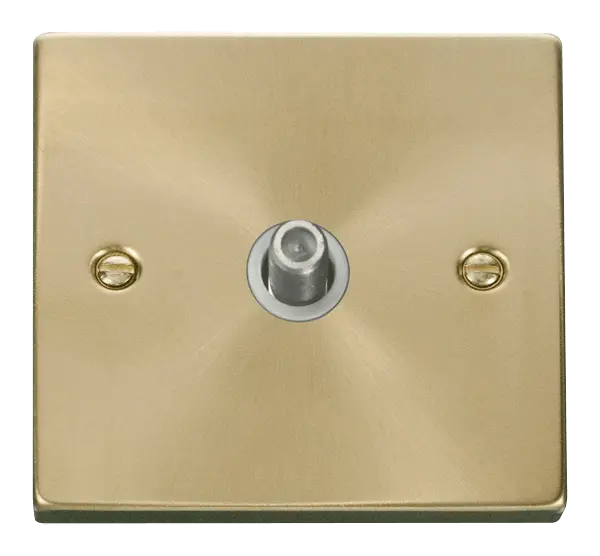 Click Scolmore Click Deco Satin Brass Non-Isolated Satellite Socket with White Insert - VPSB156WH