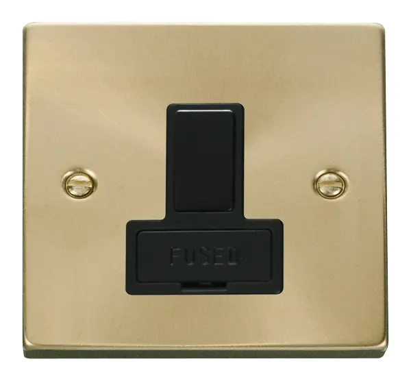 Click Scolmore Click Deco Satin Brass Switched Fused Spur with Black Insert - VPSB651BK