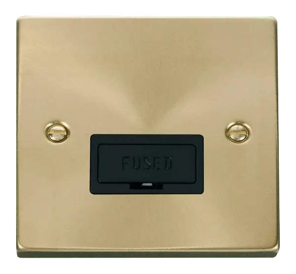 Click Scolmore Click Deco Satin Brass Unswitched Fused Spur with Black Insert - VPSB650BK