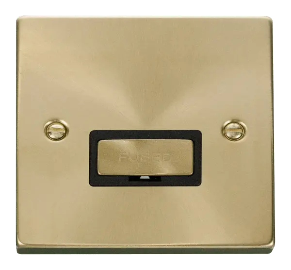 Click Scolmore Click Deco Satin Brass Unswitched Fused Spur with Black Insert - VPSB750BK