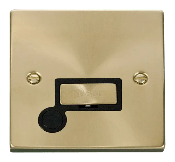 Click Scolmore Click Deco Satin Brass Unswitched Fused Spur with Flex Outlet with Black Insert - VPSB550BK