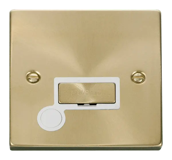 Click Scolmore Click Deco Satin Brass Unswitched Fused Spur with Flex Outlet with White Insert - VPSB550WH