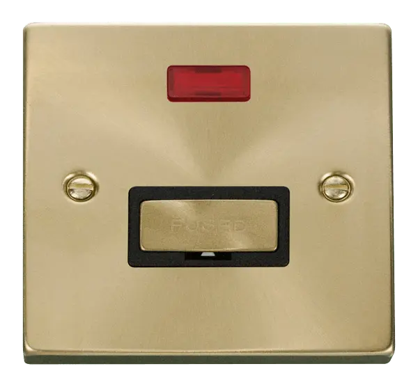 Click Scolmore Click Deco Satin Brass Unswitched Fused Spur with Neon with Black Insert - VPSB753BK
