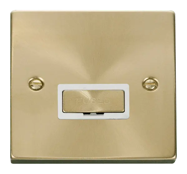 Click Scolmore Click Deco Satin Brass Unswitched Fused Spur with White Insert - VPSB750WH