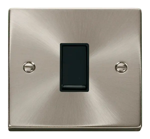 Click Scolmore Click Deco Satin Chrome 1 Gang 2 Way Light Switch with Black Insert - VPSC011BK