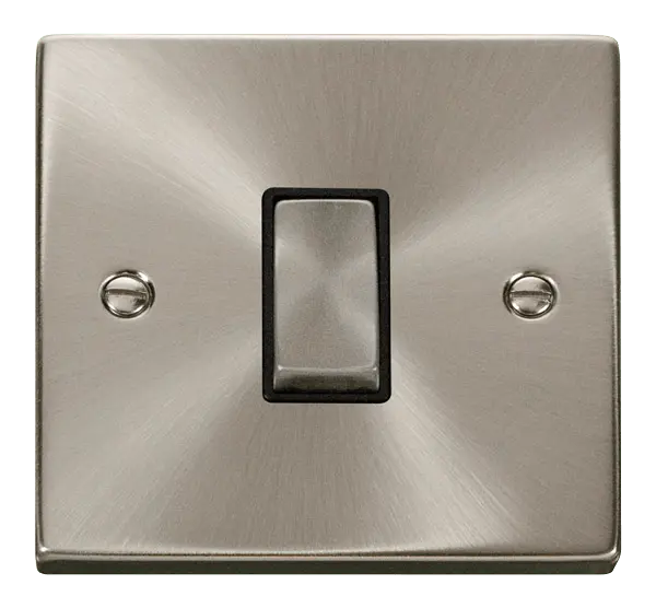 Click Scolmore Click Deco Satin Chrome 1 Gang 2 Way Light Switch with Black Insert - VPSC411BK