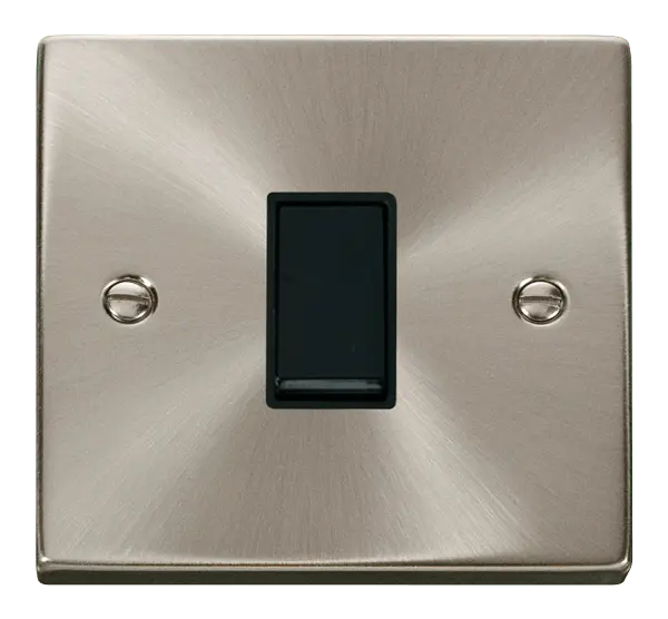 Click Scolmore Click Deco Satin Chrome 1 Gang Intermediate Light Switch with Black Insert - VPSC025BK