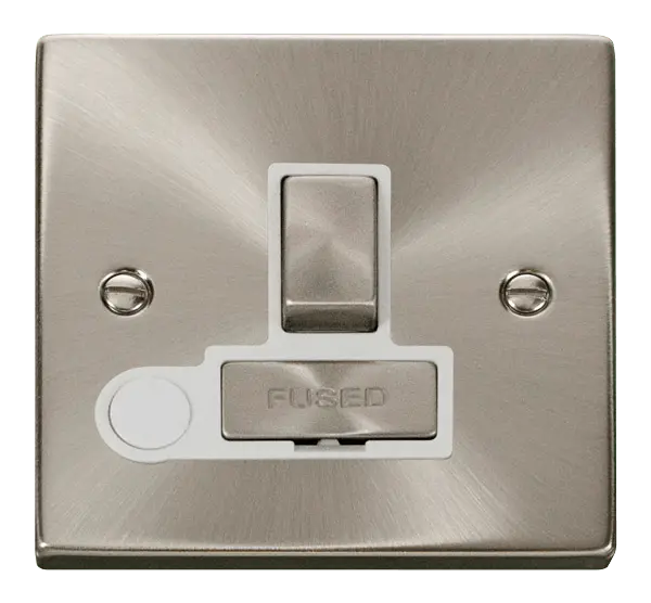 Click Scolmore Click Deco Satin Chrome 13A Switched Fused Spur with Flex Outlet White Insert VPSC551WH