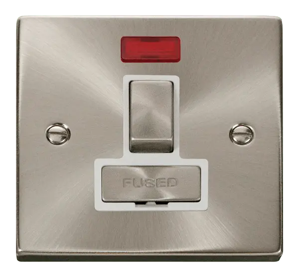 Click Scolmore Click Deco Satin Chrome 13A Switched Fused Spur with Neon White Insert VPSC752WH