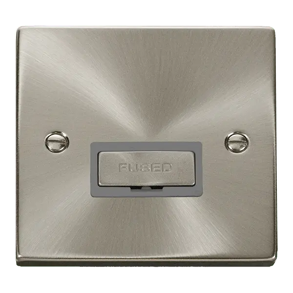 Click Scolmore Click Deco Satin Chrome 13A Unswitched Fused Spur Grey Insert VPSC750GY