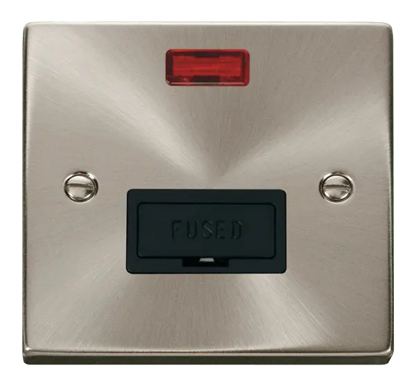 Click Scolmore Click Deco Satin Chrome 13A Unswitched Fused Spur with Neon Black Insert VPSC653BK