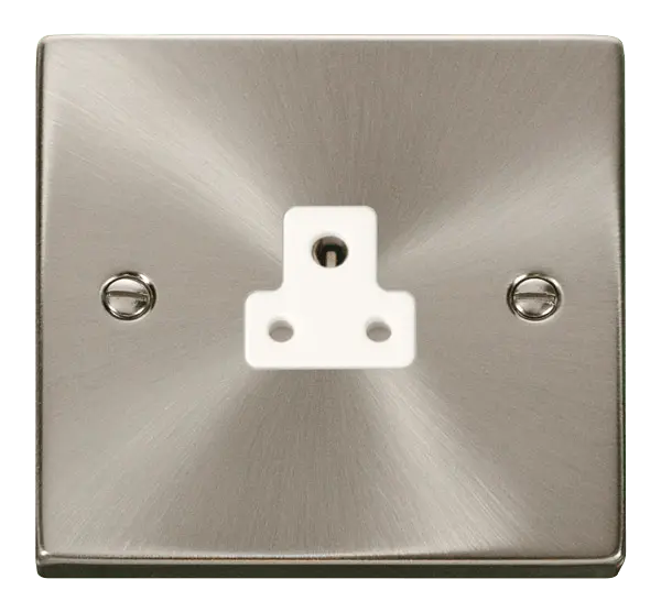 Click Scolmore Click Deco Satin Chrome 1G 2A Round Pin Socket White Insert VPSC039WH