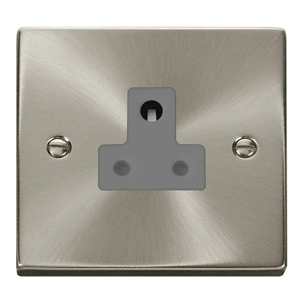 Click Scolmore Click Deco Satin Chrome 1G 5A Round Pin Socket Grey Insert VPSC038GY