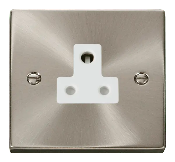 Click Scolmore Click Deco Satin Chrome 1G 5A Round Pin Socket White Insert VPSC038WH