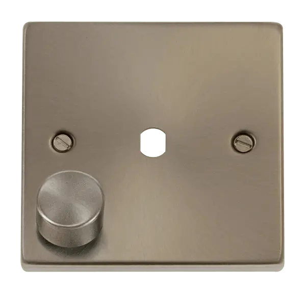 Click Scolmore Click Deco Satin Chrome 1G Empty Dimmer Plate with Knob and Satin Chrome Insert – VPSC140PL