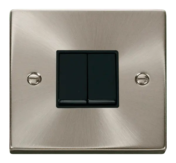 Click Scolmore Click Deco Satin Chrome 2 Gang 2 Way Light Switch with Black Insert - VPSC012BK