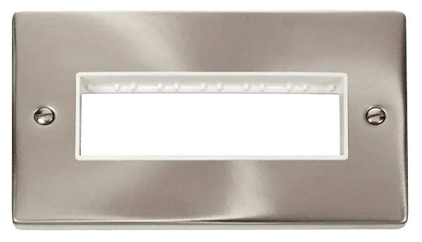 Click Deco Satin Chrome 2 Gang Plate 6 In-Line Aperture with White Insert – VPSC426WH
