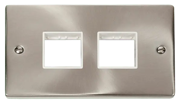 Click Deco Satin Chrome 2 Gang Plate (2 x 2) Aperture with White Insert – VPSC404WH