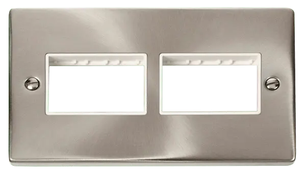 Click Deco Satin Chrome 2 Gang Plate (3 x 3) Aperture with White Insert – VPSC406WH