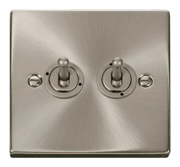 Click Scolmore Click Deco Satin Chrome 2 Gang Toggle Switch - VPSC422
