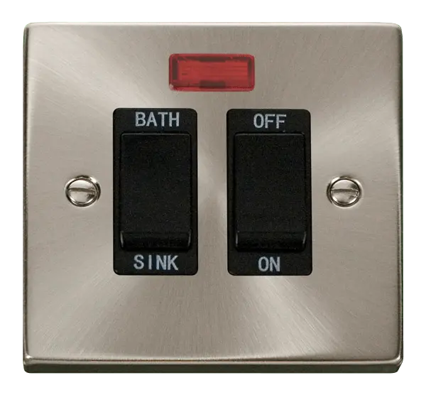 Click Scolmore Click Deco Satin Chrome 20A Double Pole Sink/Bath Switch with Black insert - VPSC024BK