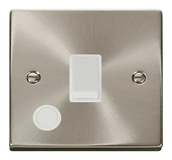 Click Scolmore Click Deco Satin Chrome 20A Double Pole Switch with Flex Outlet with White insert - VPSC022WH