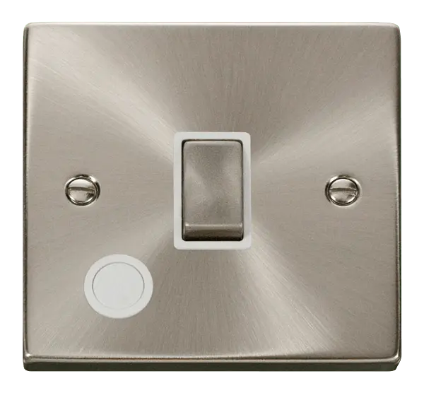 Click Scolmore Click Deco Satin Chrome 20A Double Pole Switch with Flex Outlet with White insert - VPSC522WH