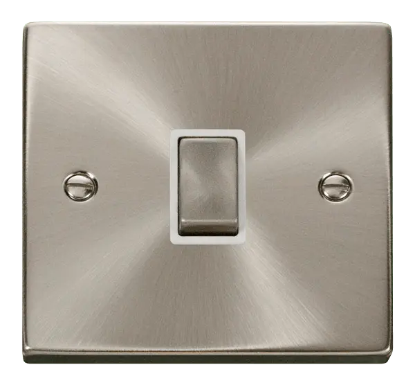Click Scolmore Click Deco Satin Chrome 20A Double Pole Switch with White insert - VPSC722WH