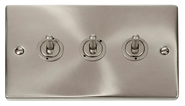 Click Scolmore Click Deco Satin Chrome 3 Gang Toggle Switch - VPSC423