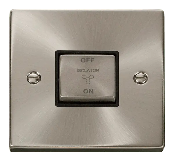 Click Scolmore Click Deco Satin Chrome 3 Pole Fan Isolator Switch with Black insert - VPSC520BK