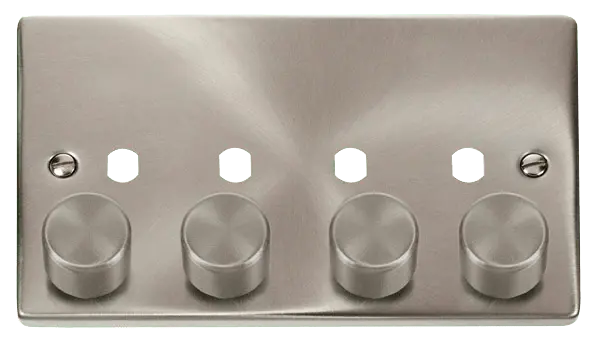 Click Scolmore Click Deco Satin Chrome 4G Empty Dimmer Plate with Knobs with Satin Chrome Insert – VPSC154PL