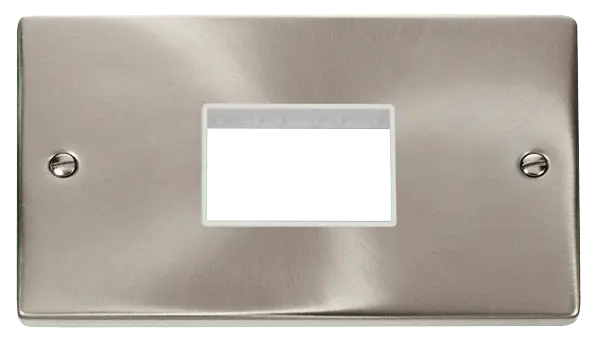 Click Deco Satin Chrome Double Minigrid Plate Triple Aperture with White Insert – VPSC432WH