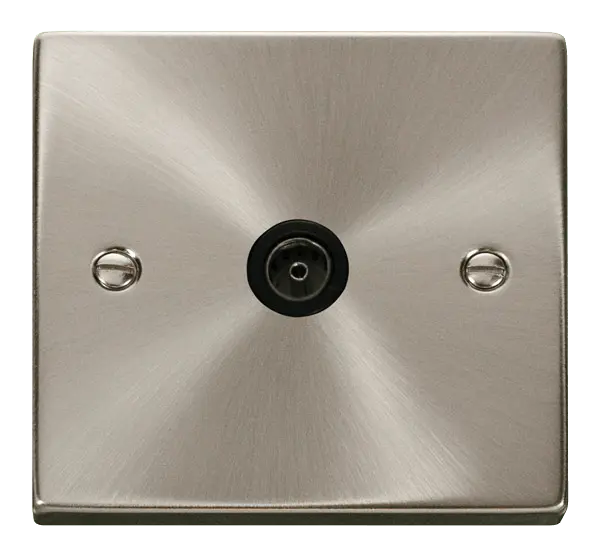 Click Scolmore Click Deco Satin Chrome Non-Isolated Coaxial Socket with Black Insert – VPSC065BK