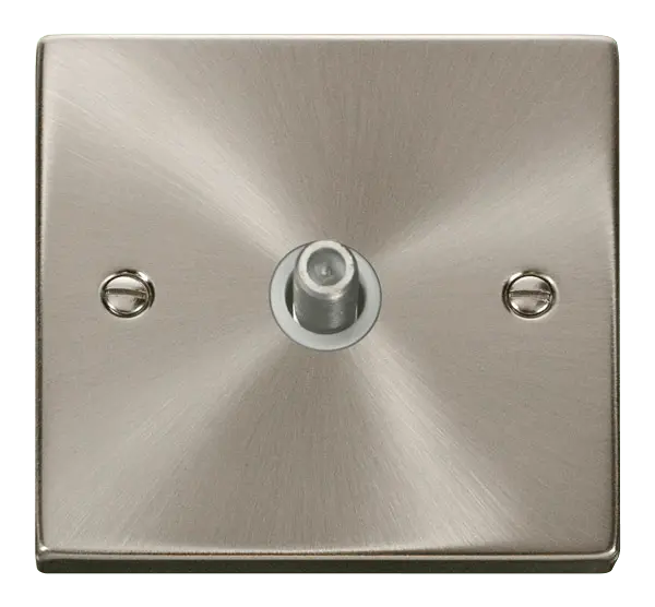 Click Scolmore Click Deco Satin Chrome Non-Isolated Satellite Socket with White Insert – VPSC156WH