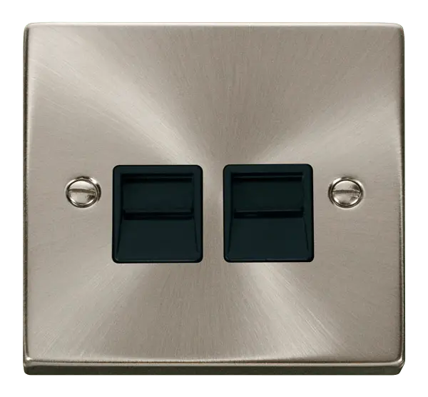 Click Scolmore Click Deco Satin Chrome Twin Master Telephone Point with Black Insert – VPSC121BK