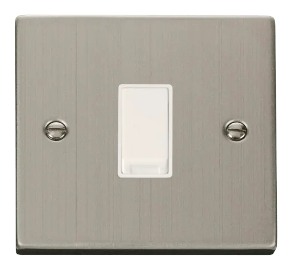 Click Deco Stainless Steel 1 Gang 2 Way 10AX Switch with White Insert – VPSS011WH