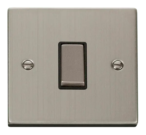 Click Deco Stainless Steel 1 Gang 2 Way 'Ingot' 10AX Switch with Black Insert – VPSS411BK