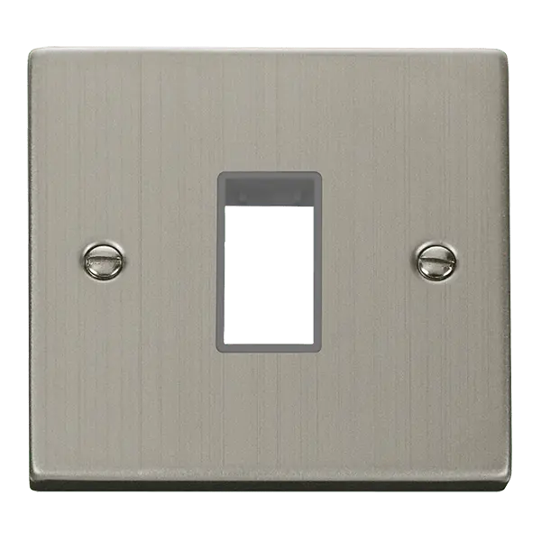 Click Deco Stainless Steel 1 Gang MiniGrid© Unfurnished Plate - 1 Aperture with Grey Insert – VPSS401GY