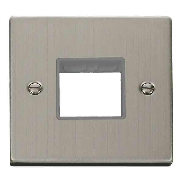 Click Deco Stainless Steel 1 Gang MiniGrid© Unfurnished Plate - 2 Apertures with Grey Insert – VPSS402GY