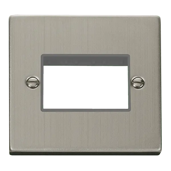 Click Deco Stainless Steel 1 Gang MiniGrid© Unfurnished Plate - 3 Apertures with Grey Insert – VPSS403GY