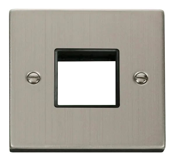 Click Deco Stainless Steel 1 Gang Plate Twin Aperture with Black Insert – VPSS402BK