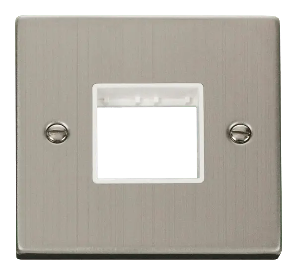 Click Deco Stainless Steel 1 Gang Plate Twin Aperture with White Insert – VPSS402WH