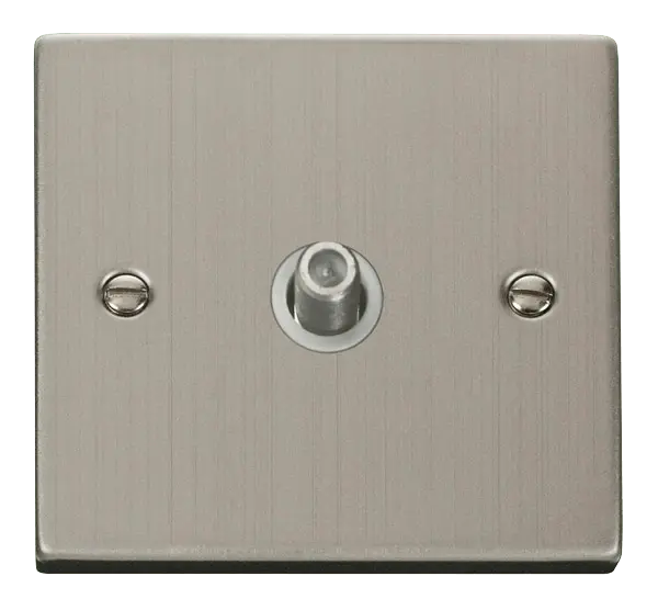 Click Deco Stainless Steel 1 Gang Satellite Socket Outlet with White Insert – VPSS156WH