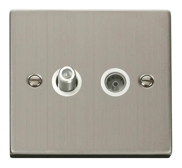 Click Deco Stainless Steel 1 Gang Satellite & Coaxial Socket Outlet with White Insert – VPSS170WH